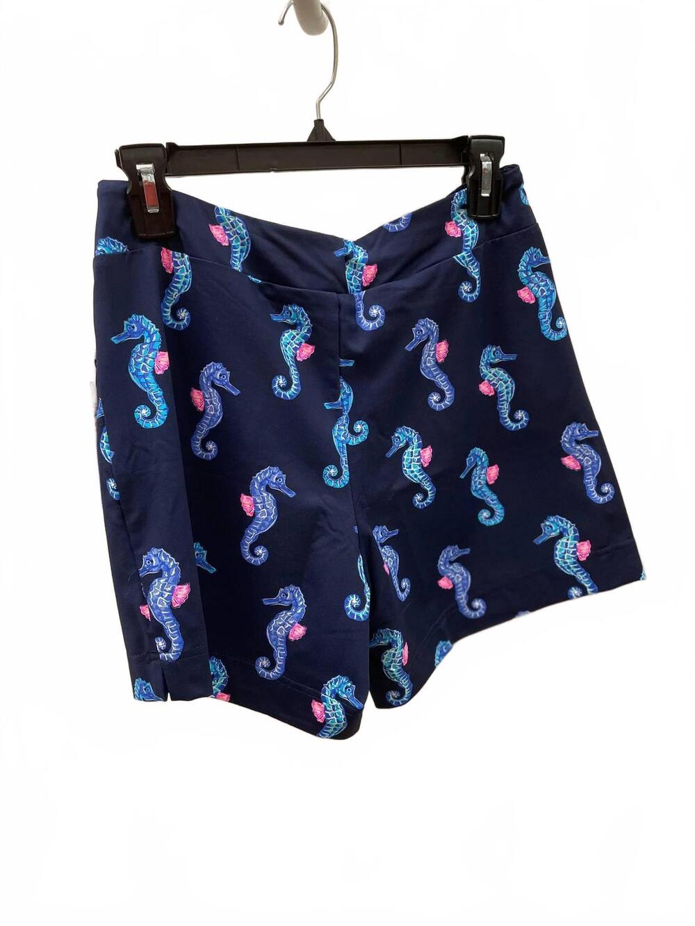 NEW LULU-B women's stretch shorts in navy with seahorses